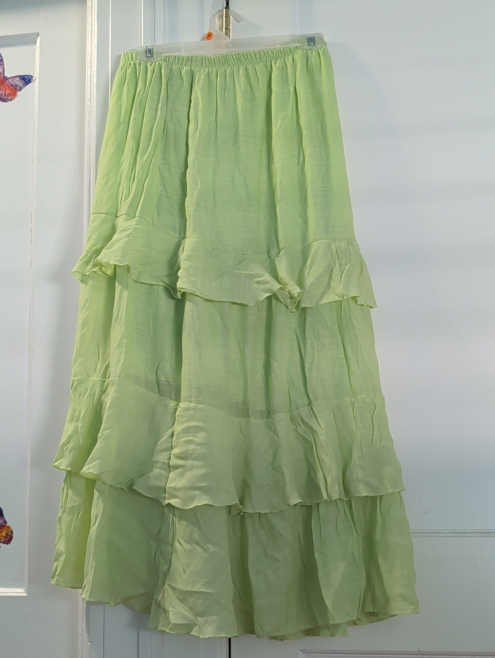 Light Green Tiered Maxi Skirt - Women